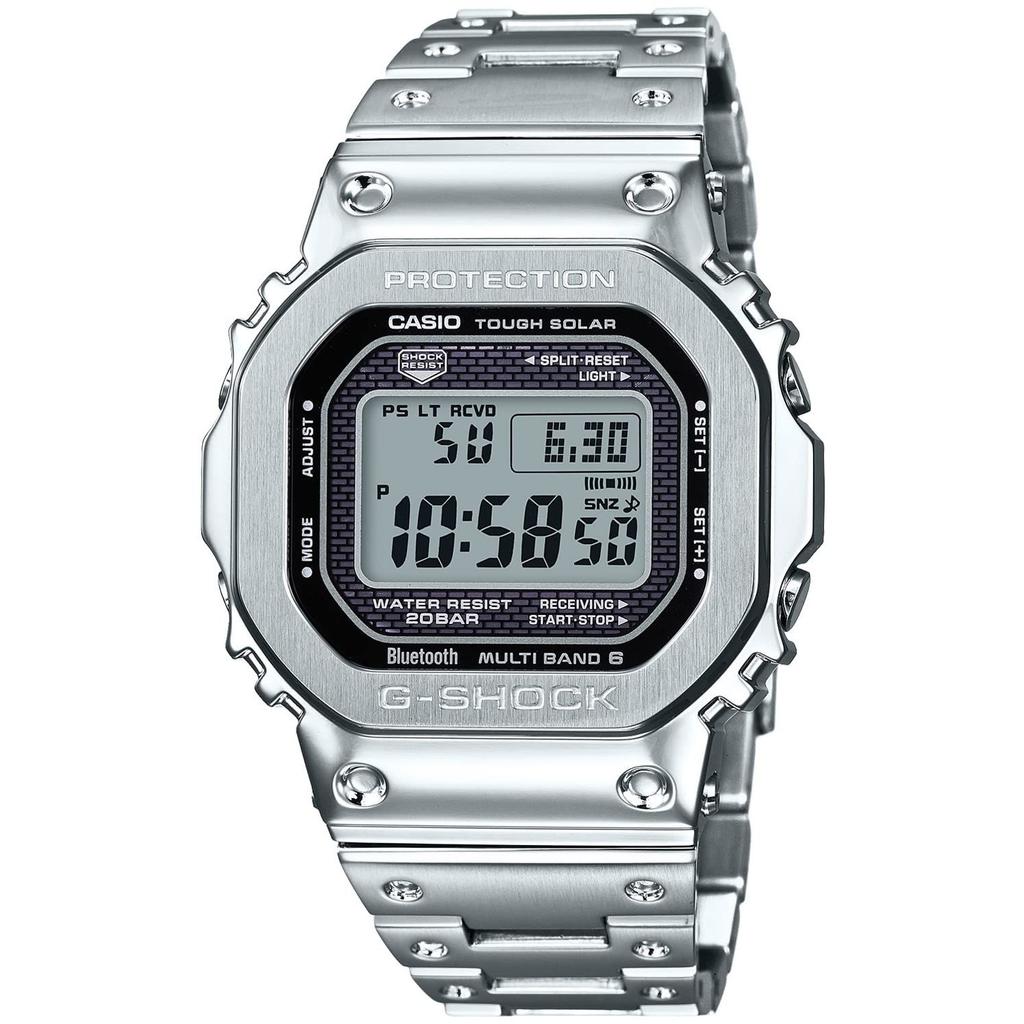 Casio G-Shock wristwatch Bluetooth full metal radio solar model GMW-B5000D-1JF men silver.
