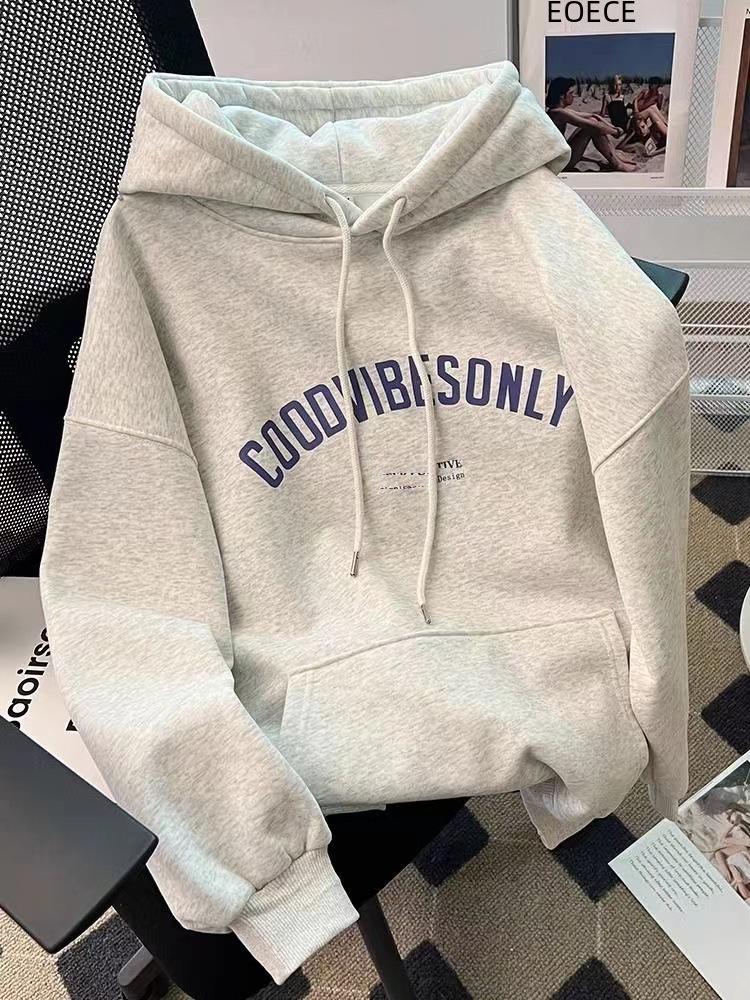 Ciężki koreański sweter z kapturem o luźnym kroju na jesień/zimę 320g