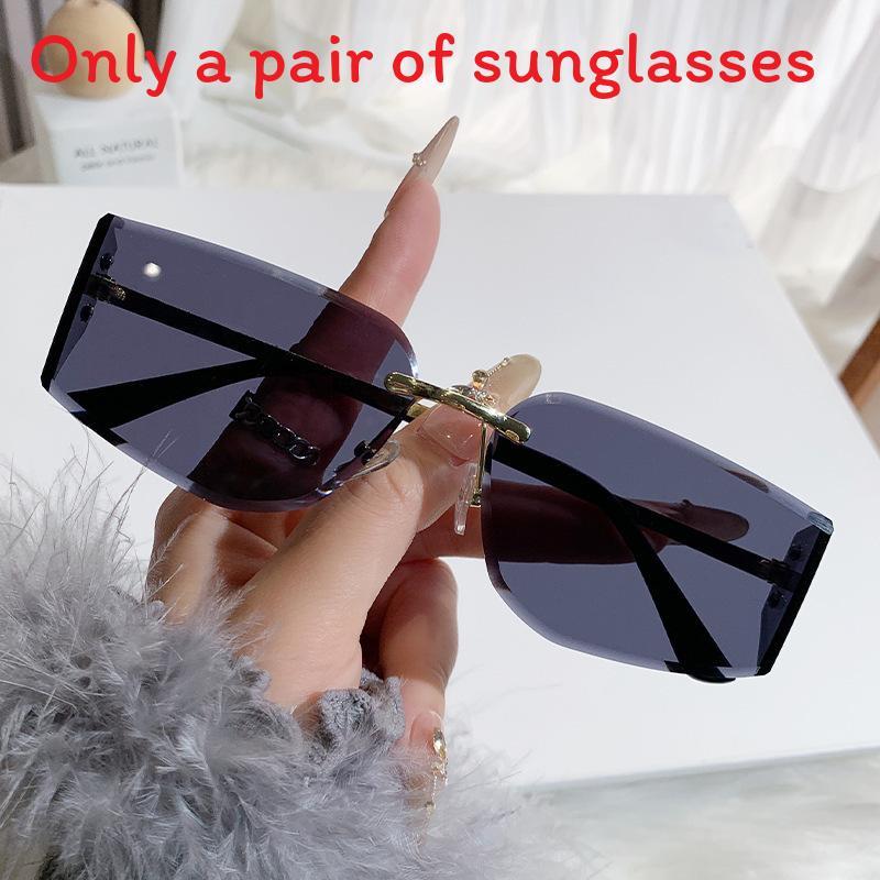 

Unisex Frameless Curved Sunglasses With Uv400 Protection For Travel And Outdoor Activities All Gray