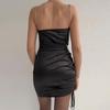 2022 sommer Neue Chic Mode Slip Satin Sexy Mini Kleider Einfarbig Ärmellose Frauen Backless Bodycon Kleid Club Party Kleider