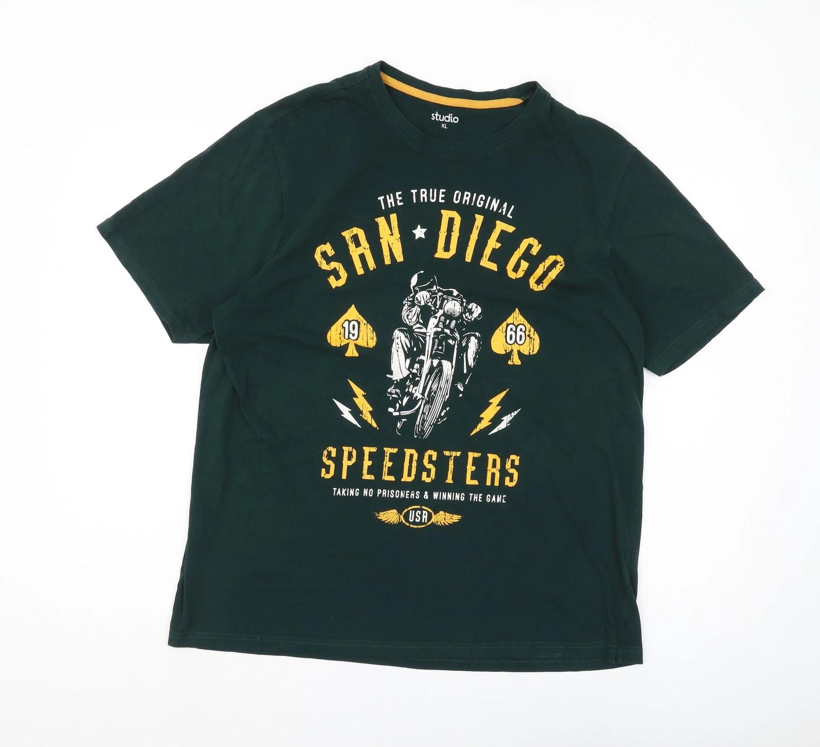 

Studio Men s Green XL Motorcycle Graphic T-Shirt 2XL