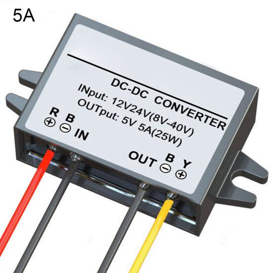 DC-DC 12V/24V til 5V Bilstrømomformer Nedtrappingsmodul Kilde Buck-adapter