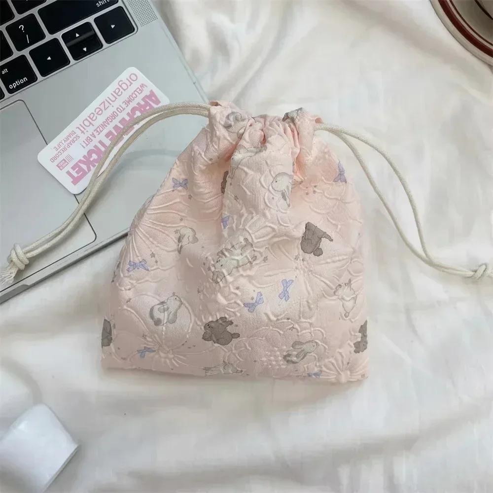 1PCS Women Girls Jewelry Lipstick Cosmetic Tote Rope Pouch String Bags Small Coin Purse Key Earphone Drawstring Storage Bag