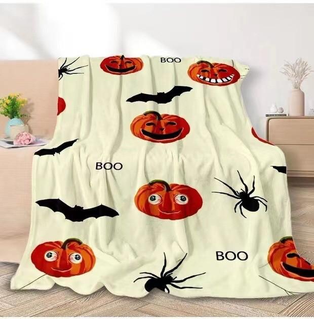 

Halloween cartoon digitalprinted polyester Bedroom velvet flannel soft sofa cover blanket Fleece soft sofa cover blankets 75x100cm