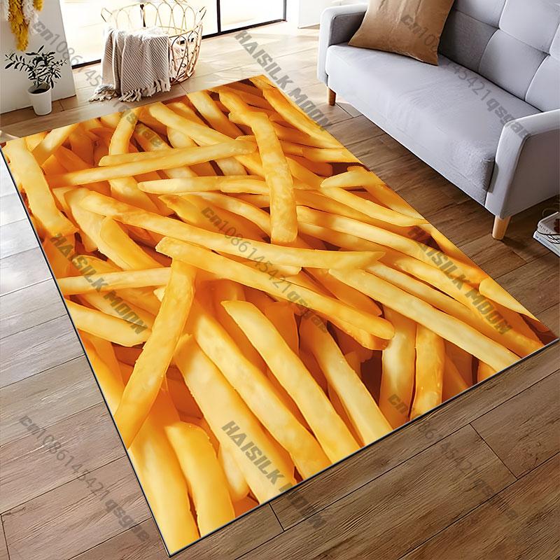 Golden Crispy French Fries Carpet Yoga Living Room Room Decor Children's Crawling Mat Doormat Area Rug Games Mat