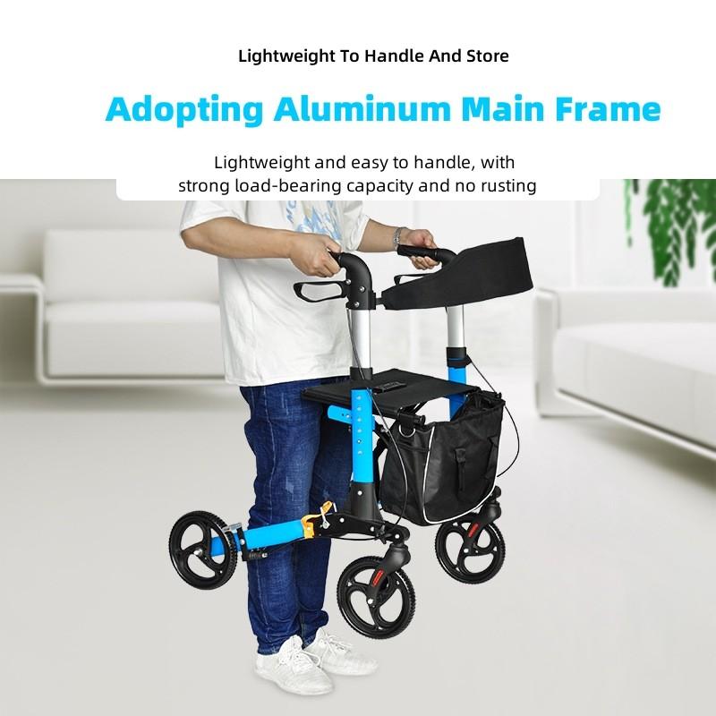 Elderly Disabled Rehabilitation Walking Assist Rollator Household Aluminum Alloy Walker Foldable Pulley Training Mobility Aid