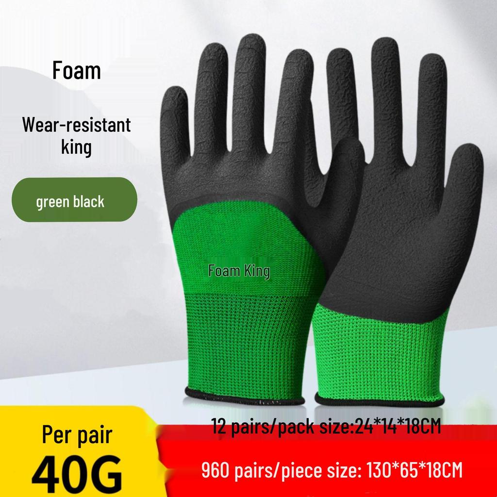 Durable Waterproof Nitrile Work Gloves - Non-Slip, Wear-Resistant, Half-Rubber for Construction Use