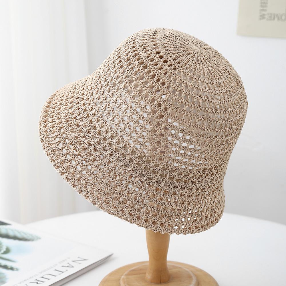 Spring Summer Knitted Bucket Hat for Women Foldable Sun Hat Breathable Beach Cap Outdoor Travel Casual Chic 2025 New Sunhat