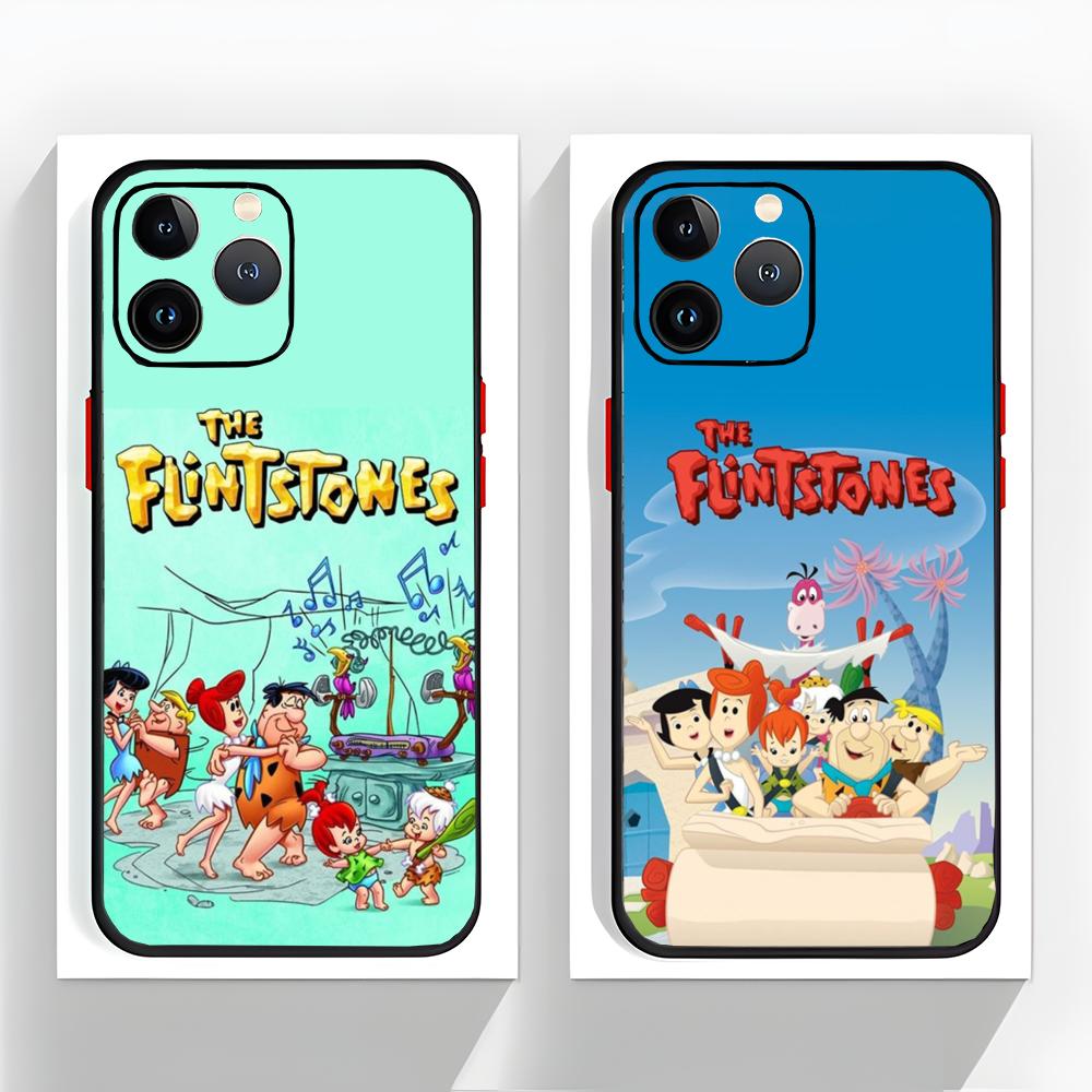 Classic Cartoon The F-Flintstones Phone Case Black Matte Thin Phone Case For iPhone17 16 15 14 13 ProMax