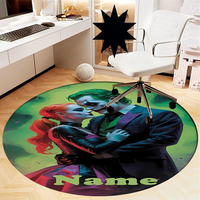 Custom Name Joker Printed Round Rug Carpet Chair Rug Area Rug Entryway Doormats,for Office Chair Living Room Bedroom Kitchen Room.
