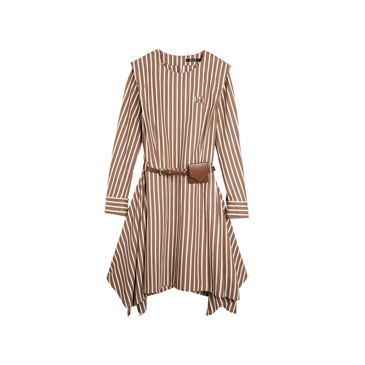 ELLE French Striped Fashion Design Casual Versatile Shirt Dress Elegant Long Sleeve Dress Women dresses L8ALM216