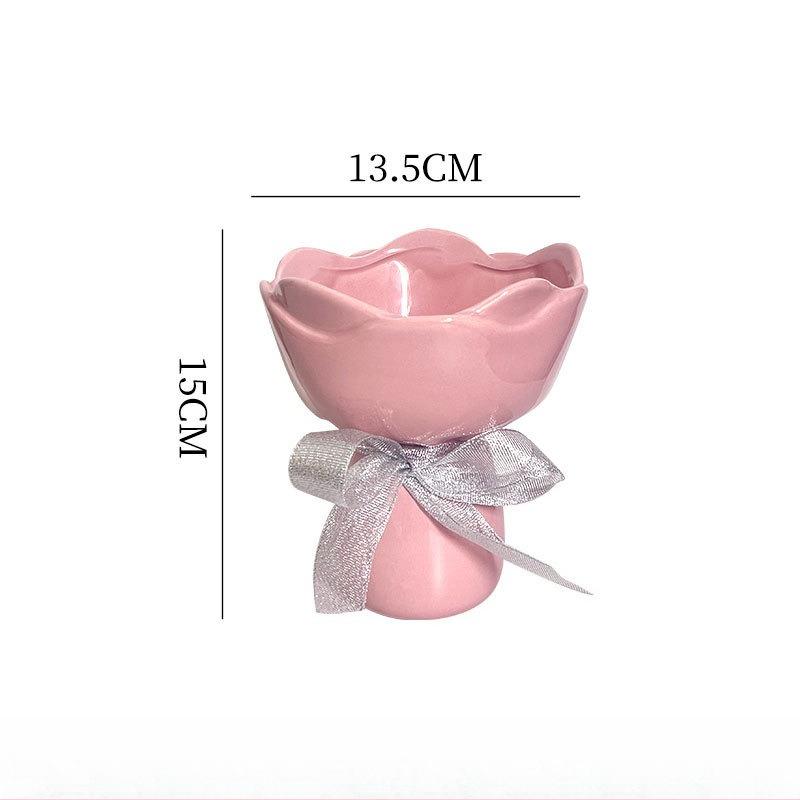 

Ceramic Vase Rose Flower Shaped ,Desk Decorati Flowers Bouquet for Home Girding Decorative Floral Vases Room Aesthetic Decor рожевий