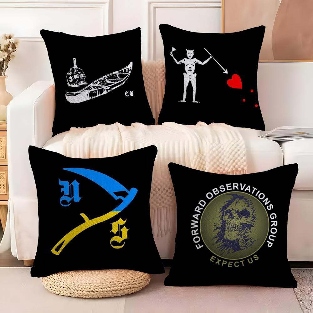 Forward O-Observations Group Cushion Cover Soft Plush Fabric Double-Sided Printed Sofa Cushion Cover for All Seasons Home Decor