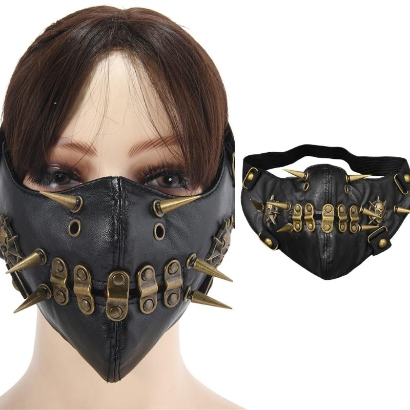 Gothic Punk Spiked Skull Face Mask Stylish costume Accessory Face Covering for Halloween Event and Themed Performances