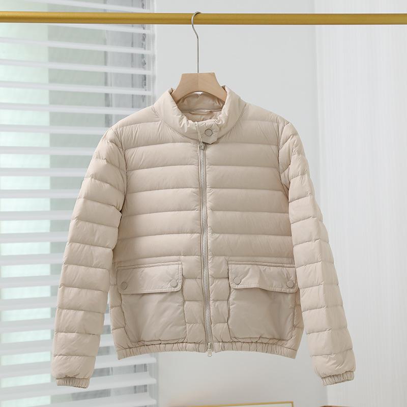 Lightweight down jacket for women, short slimming stand-collar white duck down winter new petite jacket