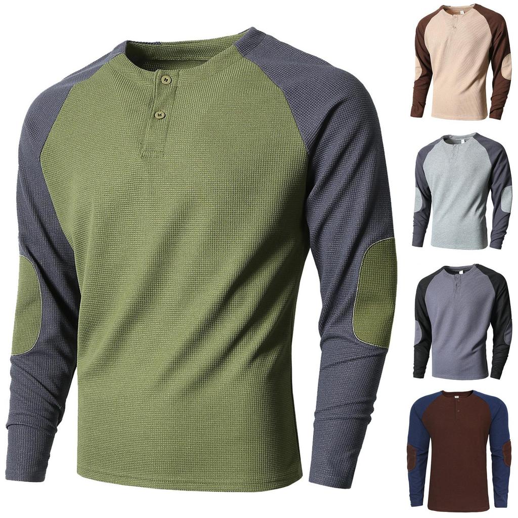 Men'S Fashion Stand Up Collar Solid Color Shirt Casual Long Sleeved Top