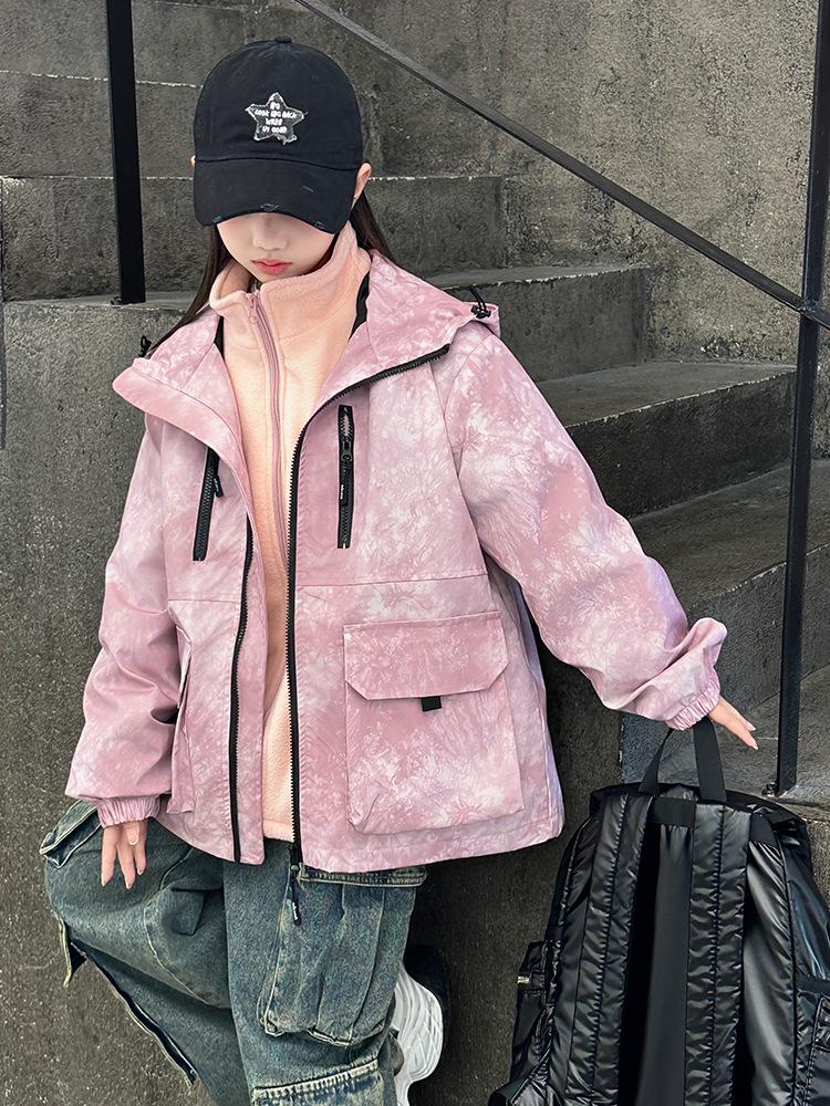 Girls' 2025 Windproof Waterproof Autumn-Winter Parka: Trendy, Loose-Fit, Three-in-One Outdoor Coat