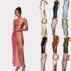 Womens Off Shoulder Long Dress Solid Color Slit High Waist Sexy 2025