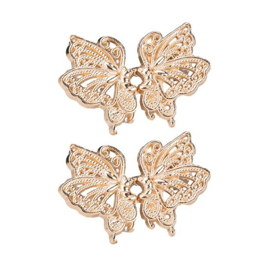 2 Pairs Butterfly Waist Tightener Pins Detachable No-sew Pants Waist Tighteners Rhinestone Metal 2 Pairs B