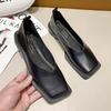 Xiaoxiangfeng Niedrigabsatz Pumps Damen Neu Ein-Pedal Damenschuhe Quadratische Spitze Weiche Sohle Oma Schuhe Frühling und Herbst Doudou Schuhe