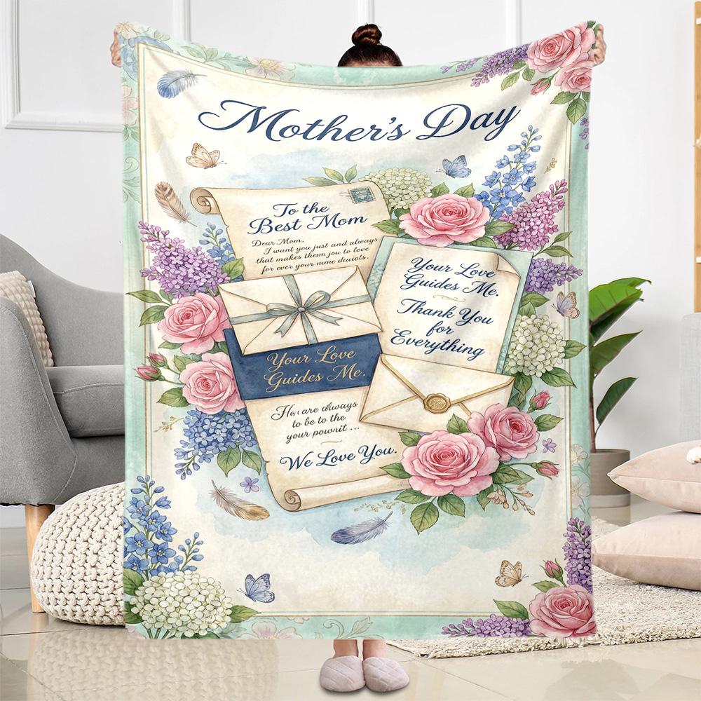 Mother's Day Greeting Card Blanket Suitable for Sofas,travel, Living Rooms Also a Good Gift for Friends and Family Suitable for All Seasons.