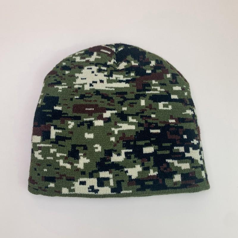 Hip Hop Camo Knit Beanie Men Women Color Block Warm Streetwear Fall Winter