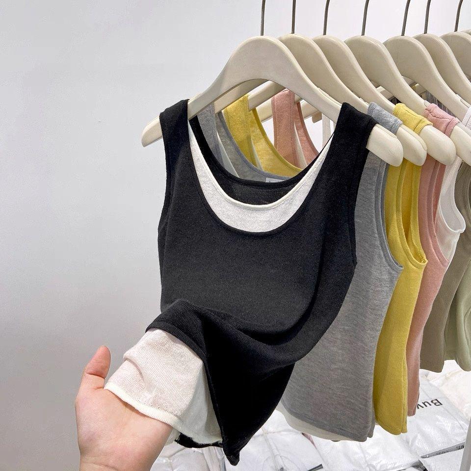 Modal Two-Piece Loose Camisole Vest for Women - Plus Size, Slimming, Versatile Sleeveless Top.