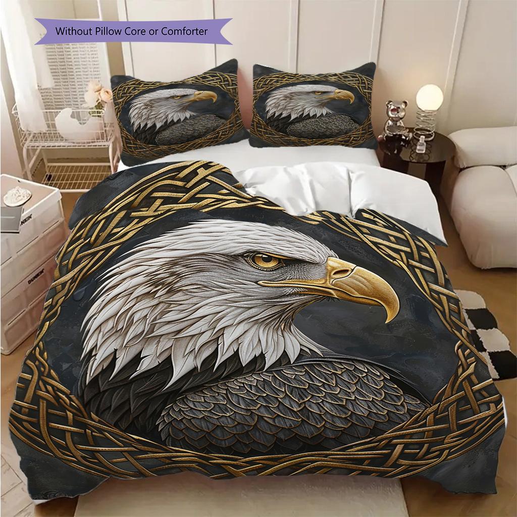 Eagle Pattern Bedding Quilt Set Quilt Cover Pillowcase Home Decoration Birthday Gift (1 * duvet cover + 2 * pillowcase, without core)