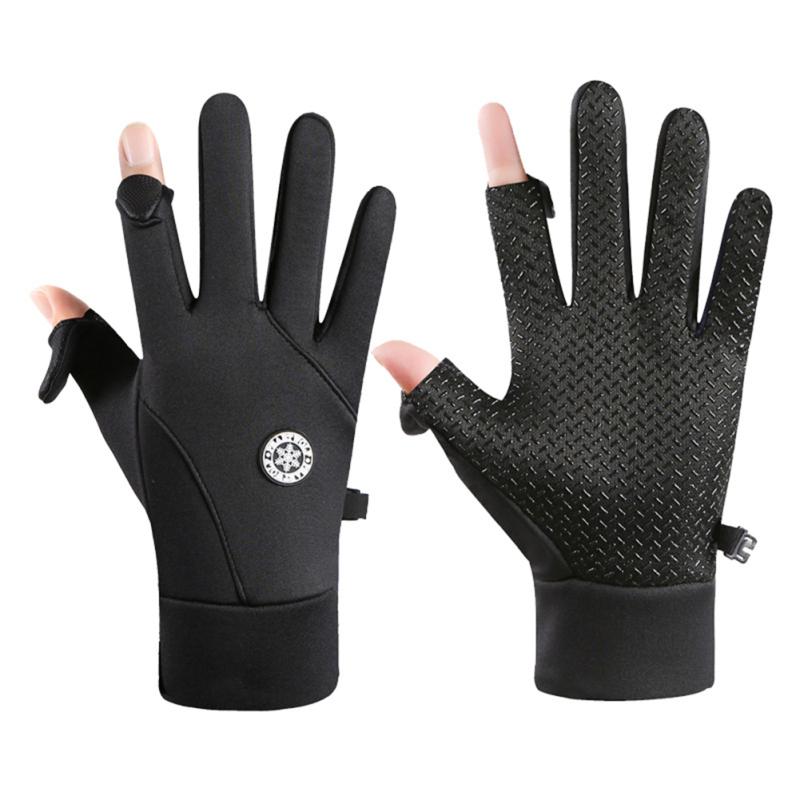 

Motorcycle Riding Gloves Fleece Lined Touch Screen Windproof Rainproof Thickening Non-slip Gloves with cap чорний