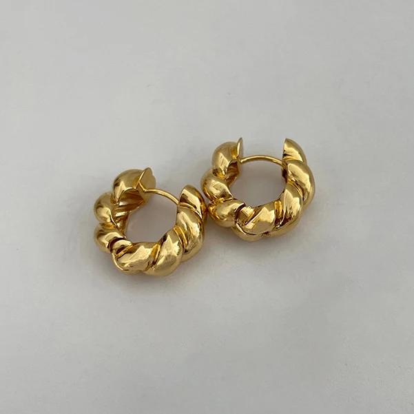 PONYKISS  Серьги-кольца из стерлингового серебра с витой основой для женщин  Модные аксессуары на лето