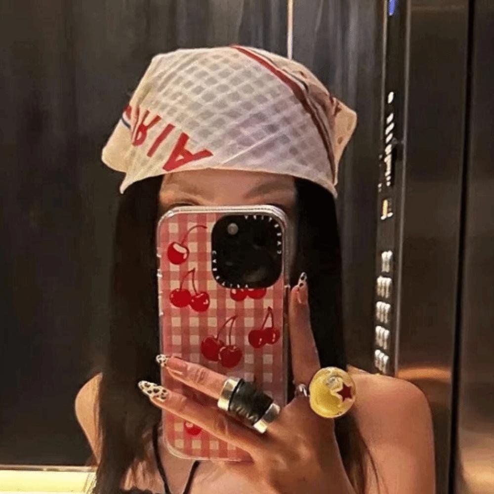 All-match Y2k Print Turban Sweet Small Square Scarf Retro Printed Headscarf  Beach