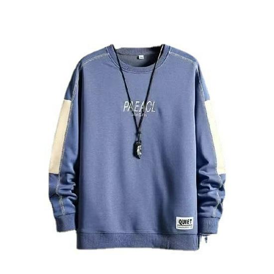 Men's High Street Crewneck Sweatshirt - Trendy Loose Fit, Long Sleeve, No Hood for Autumn/Spring.