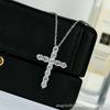 925 Sterling Silber Moissanit Kreuz Halskette für Damen, Modeschmuck Geschenk