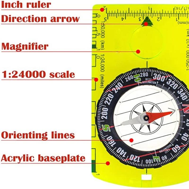 Outdoor Camping Directional Cross-country Race Hiking Special Compass Baseplate Ruler Map Scale Compass Night Boy Gift Tool
