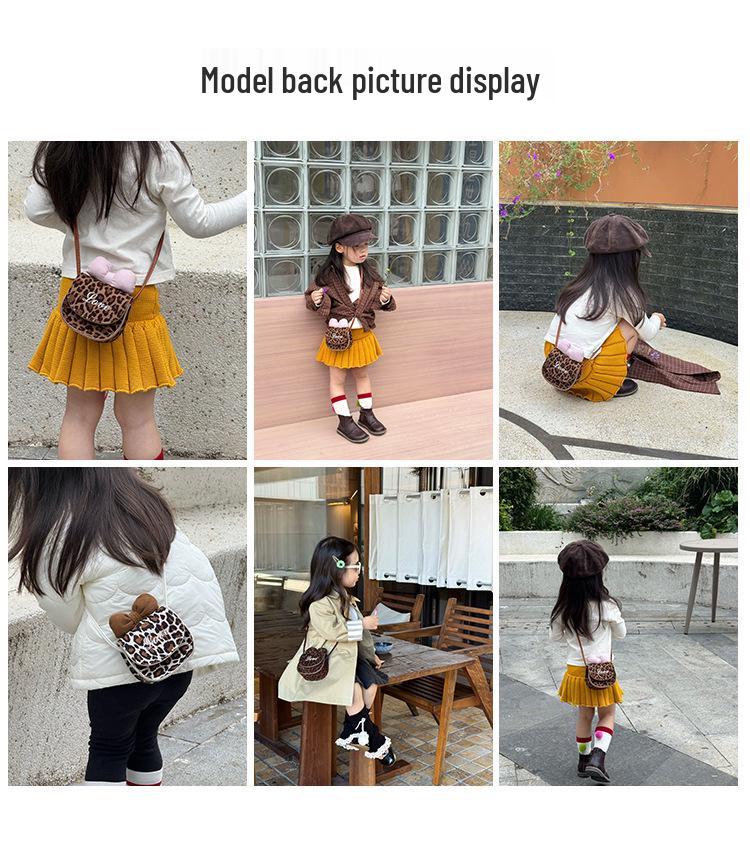 Leopard Print Cute Bow Princess Crossbody Bag for Girls - Mini Square Shoulder Bag Accessory