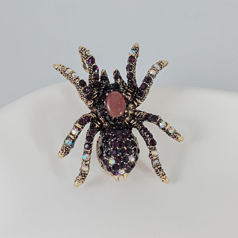 

Преувеличенная винтажная роскошная брошь в виде паука с кристаллами, одежда, пальто, винтажные классические аксессуары для насекомых темно-фиолетового