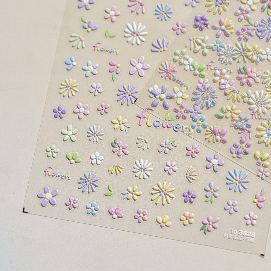 1pcs 5D Exquisite Flower Nail Art Stickers Colorful Macaron Flower Nail Decoration Decals DIY Adhesive Accessory