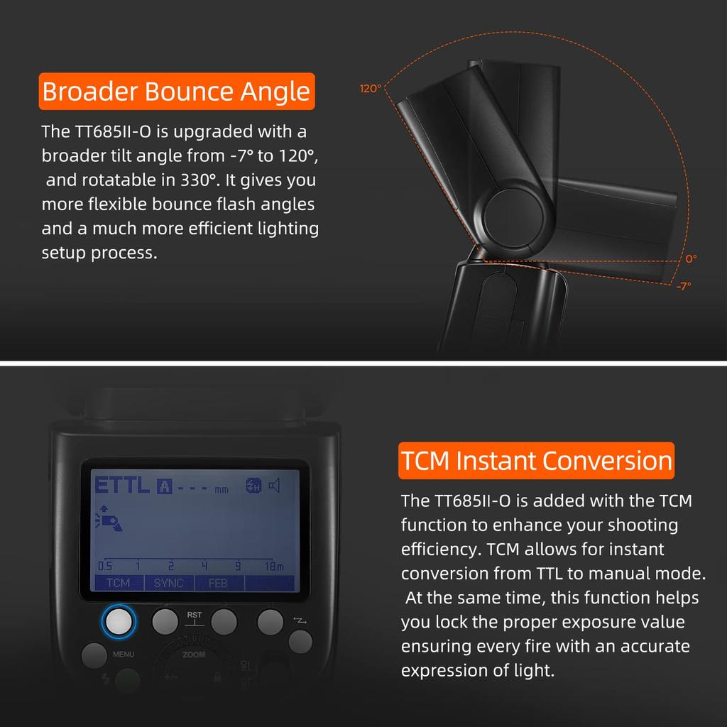 GODOX TTL Flash for Quick Release TCM Instant GN60 Manual Recycle Godox X Technical Approval Mark TT685II-O On-Camera Olympus/Panasonic Cameras,