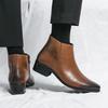 Foreign trade autumn and winter new casual leather shoes fashion men's business leather boots trend velvet Chelsea leather shoes men
