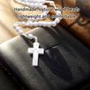 Wood Beads Rosary With White Beads and Crosses Pendants for Prayer Meditations Elegant Wood Grains Rosary Beads