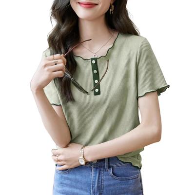 Summer Short Work Summer Summer A8177 [FEISEDY] Women's T-Shirt, Sleeve, Wear, Comfortable, Thin, Tops, Casual, Summer, Cute, Clothes,