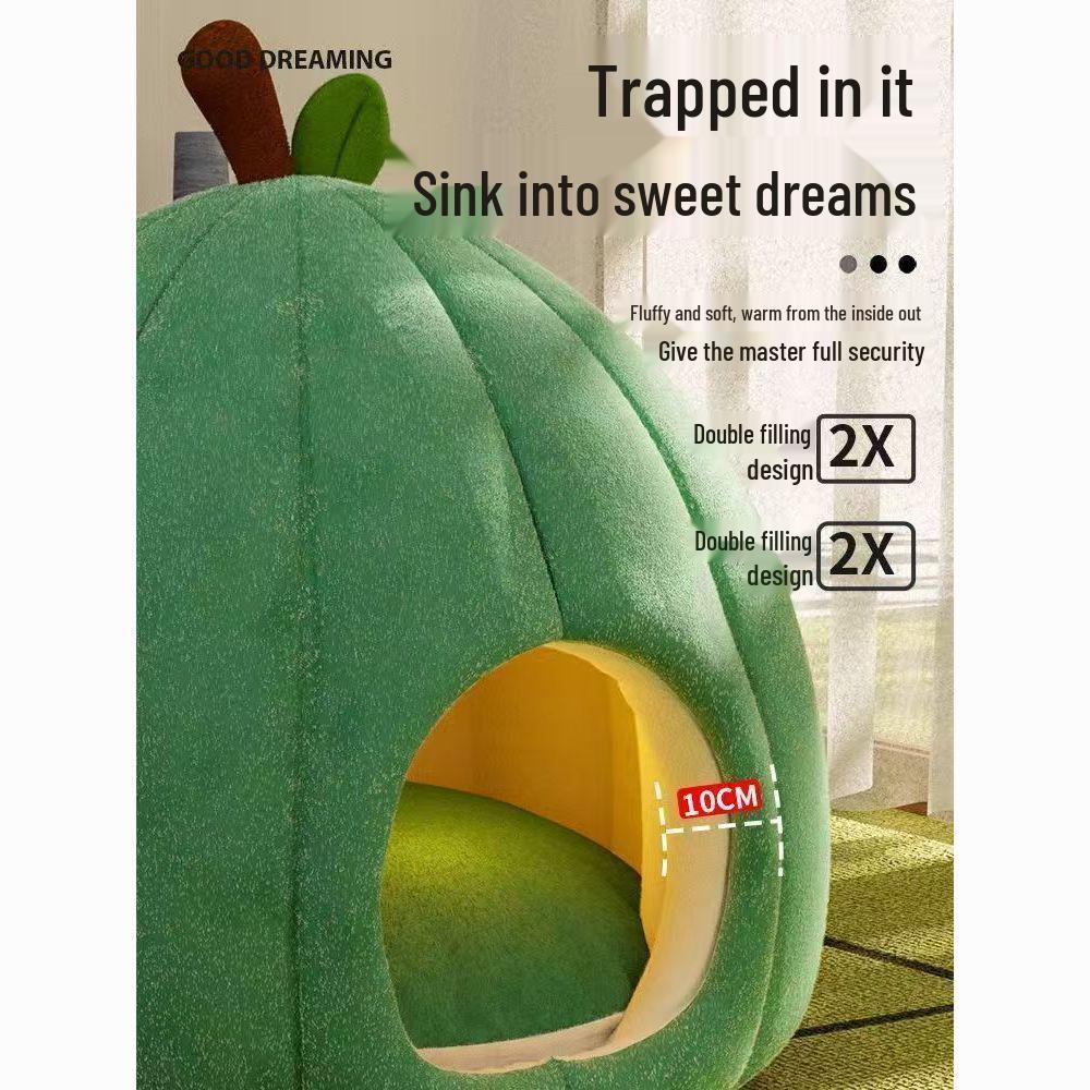 Warm Winter Cat & Small Dog Enclosed Bed - Durable, Insulated, Cold-Resistant Nest