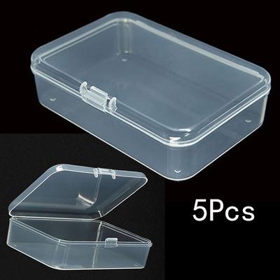 5Pcs Pp Boxes Rectangle Plastic Clear Dustproof Storage Case for Small Items Container Jewelry Earrings Beads Packaging Boxs