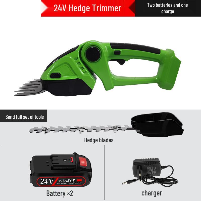 Rechargeable Dual-Purpose Electric Hedge Trimmer and Pruner - One-Handed Lawn & Garden Tool