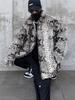 Men's Snake Skin Pattern Faux Fur Padded Jacket - Trendy Casual Outerwear