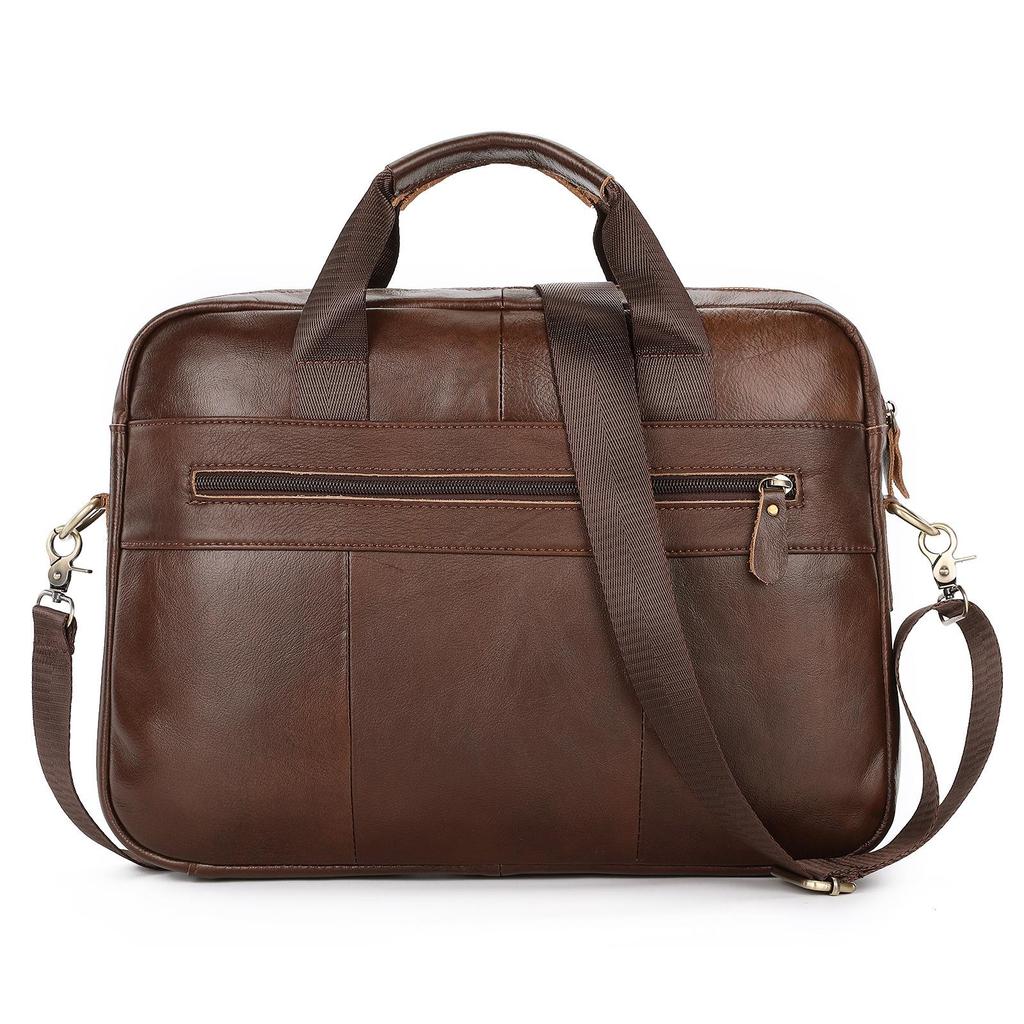 Men's Genuine Leather Crossbody Laptop Bag - Multifunctional, Large Capacity, Casual Briefcase