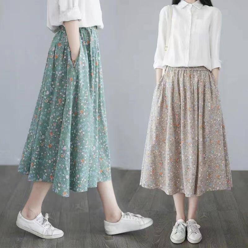 Women's Floral A-Line Skirt, Summer High-Waisted Slimming Design