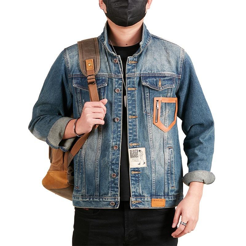 Embroidered Denim Jacket Men's Spring and Autumn New Loose Trendy Heavy Industry Retro Tooling Jacket