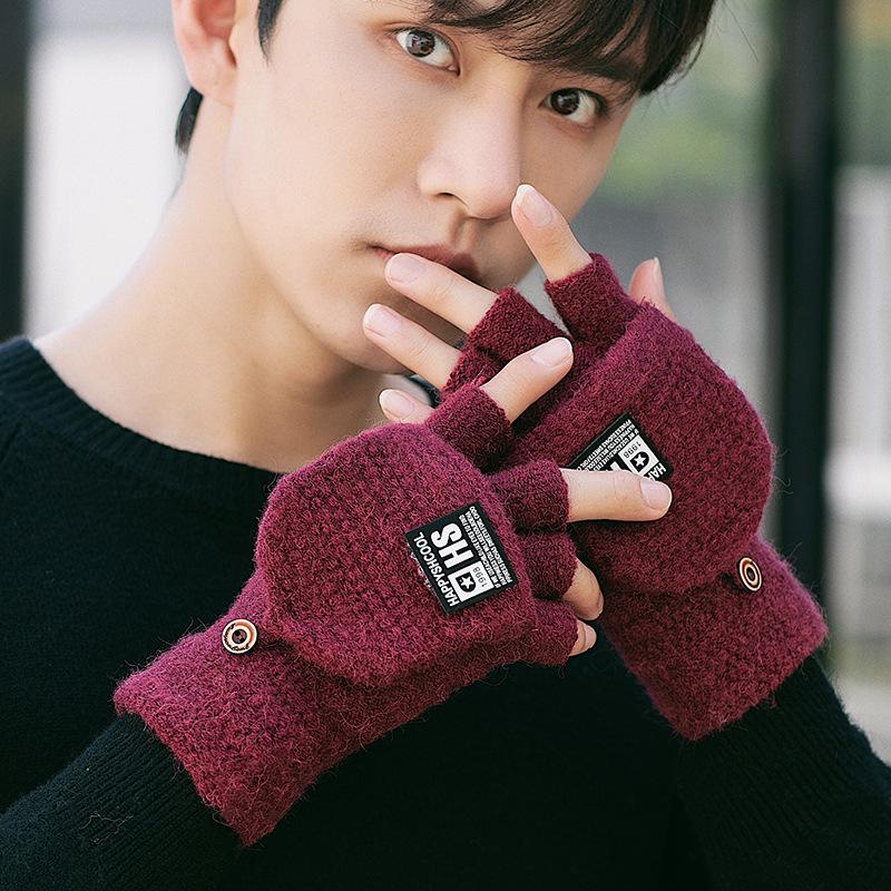 Winter Alpaca Wool Fingerless Gloves for Men, Women, Students - Ideal for Cycling and Writing
