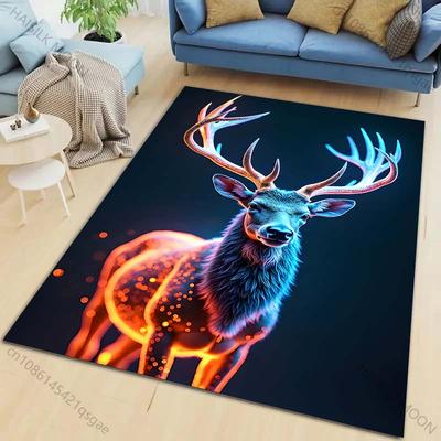 New Product Neon Glowing Deer Carpet for Living Room Bedroom Bedside Floor Mat Cloakroom Children Play Mat Area Rug Large Size